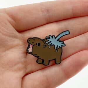 Baby Hippo Pin, Pin Badges, Hippo Pin Badge, Sealife Gifts, Cute Pin